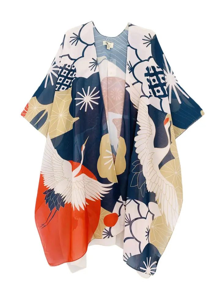 Crane In The Sky | Navy Kimono