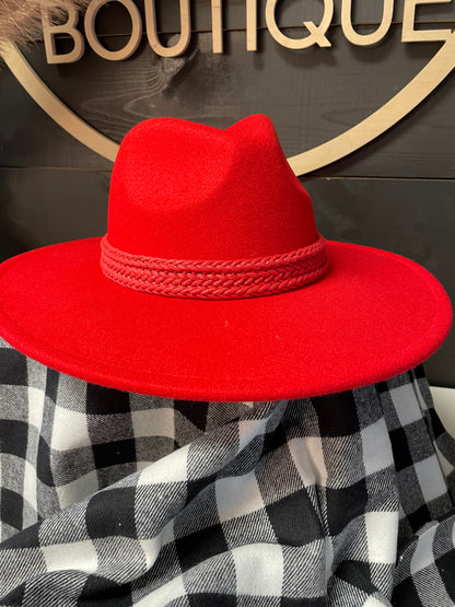 Brim Rose | Fidora Hat Red