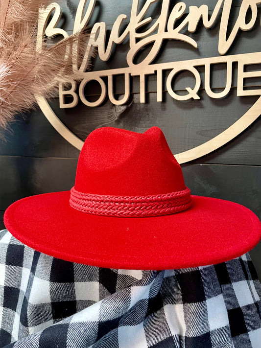 Brim Rose | Fidora Hat Red