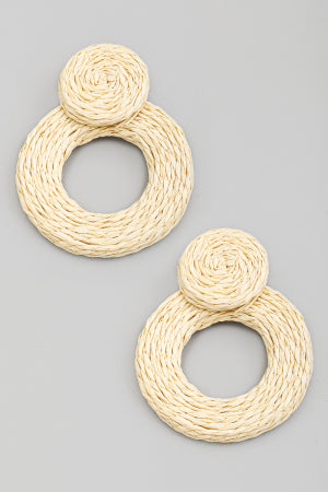 Sunny Daze | Straw Braided Circle Drop Earrings